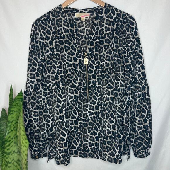 Michael Kors|Women's leopard long sleeve blouse - Picture 1 of 13